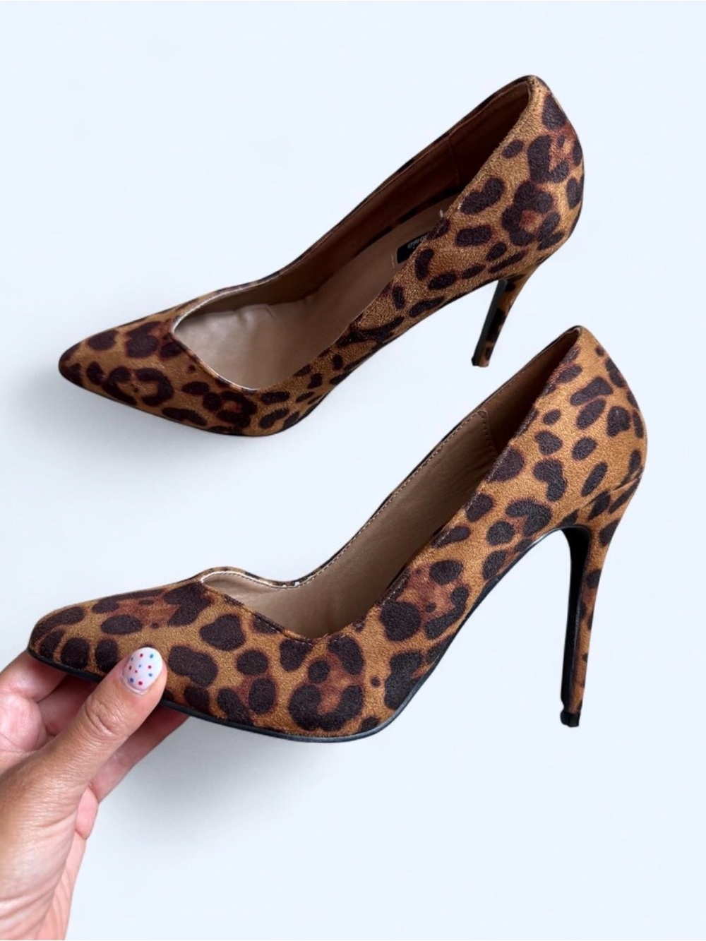 Michael Antonio Leopard Print Pointed Toe Stiletto Pumps - Brown